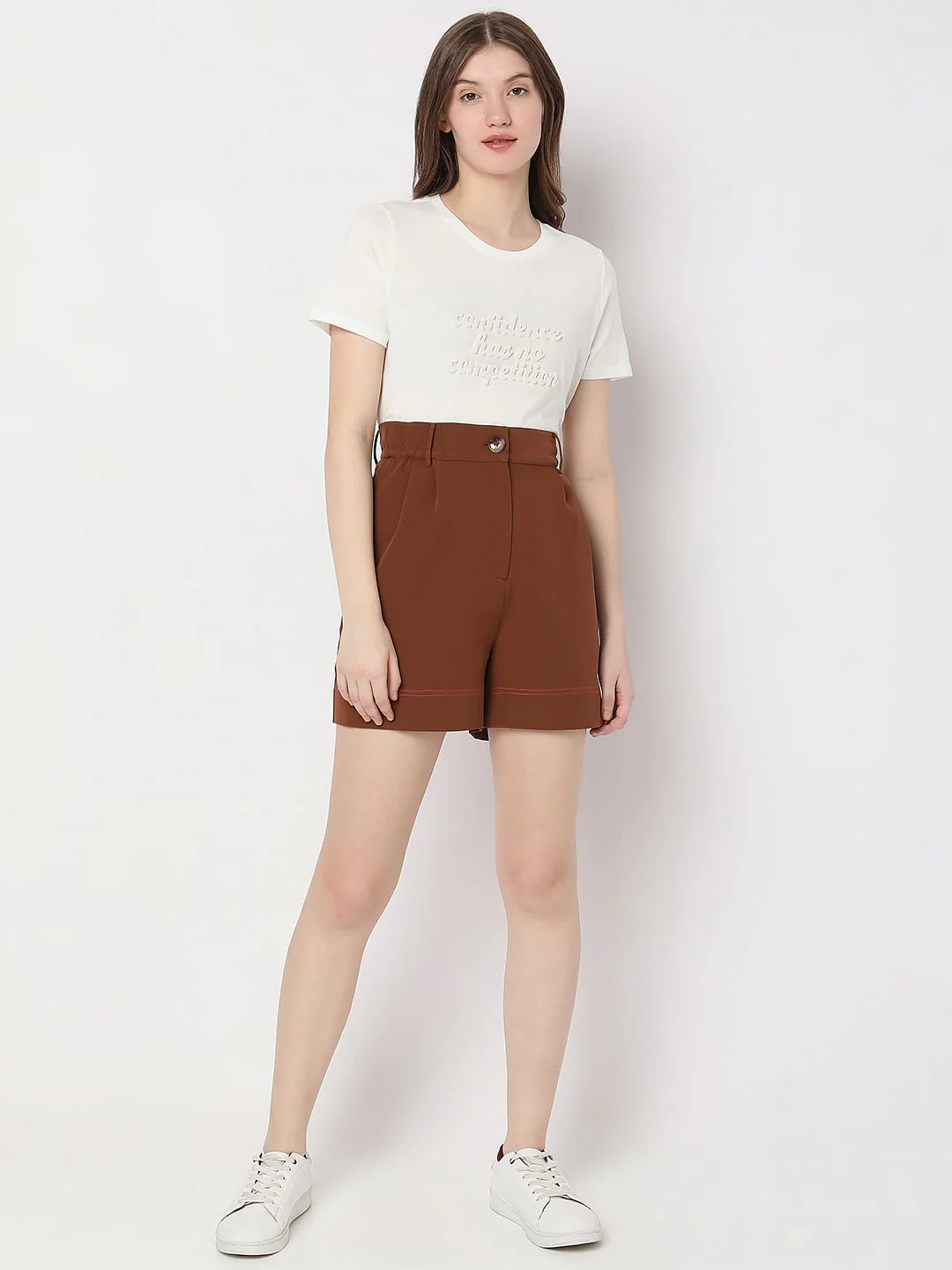 Dark Brown High Rise Shorts - Image 6