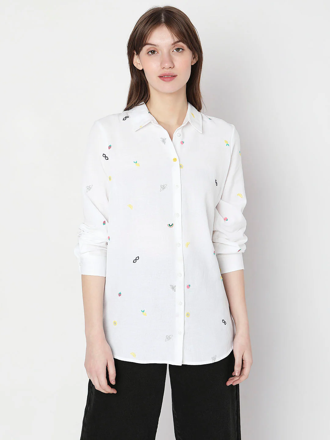 White Ditsy Printed Shirt - Image 2
