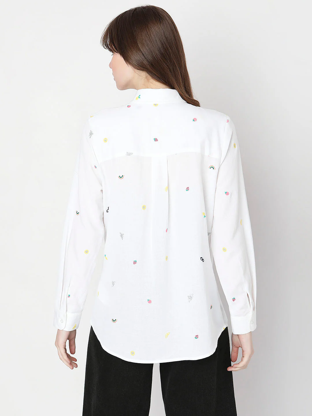 White Ditsy Printed Shirt - Image 4
