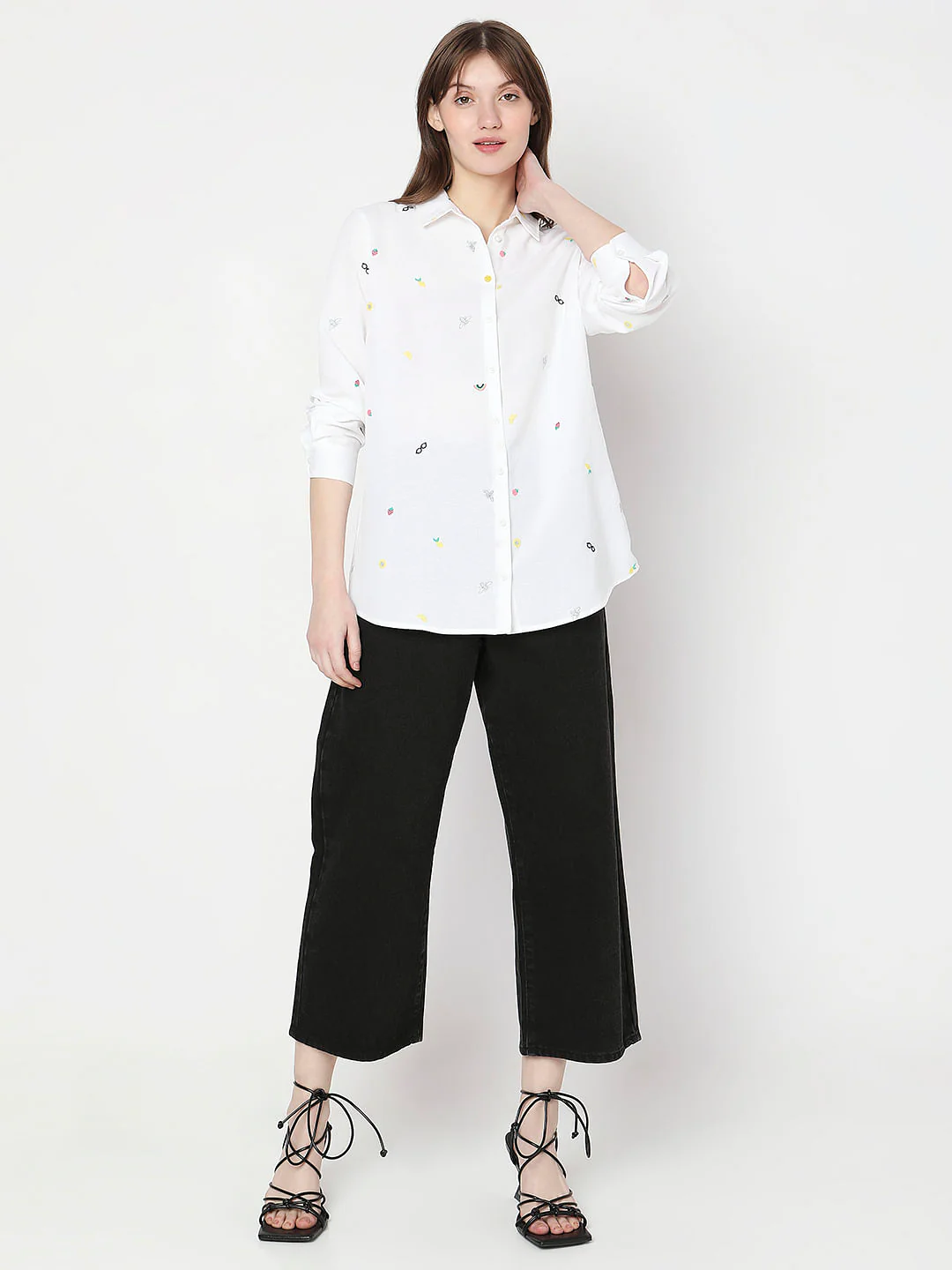 White Ditsy Printed Shirt - Image 5