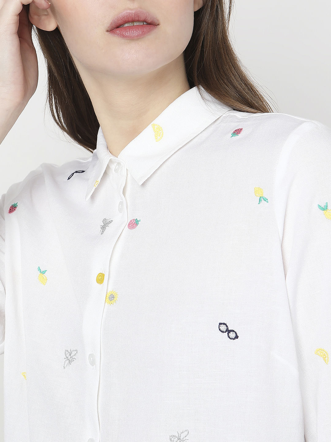 White Ditsy Printed Shirt - Image 6