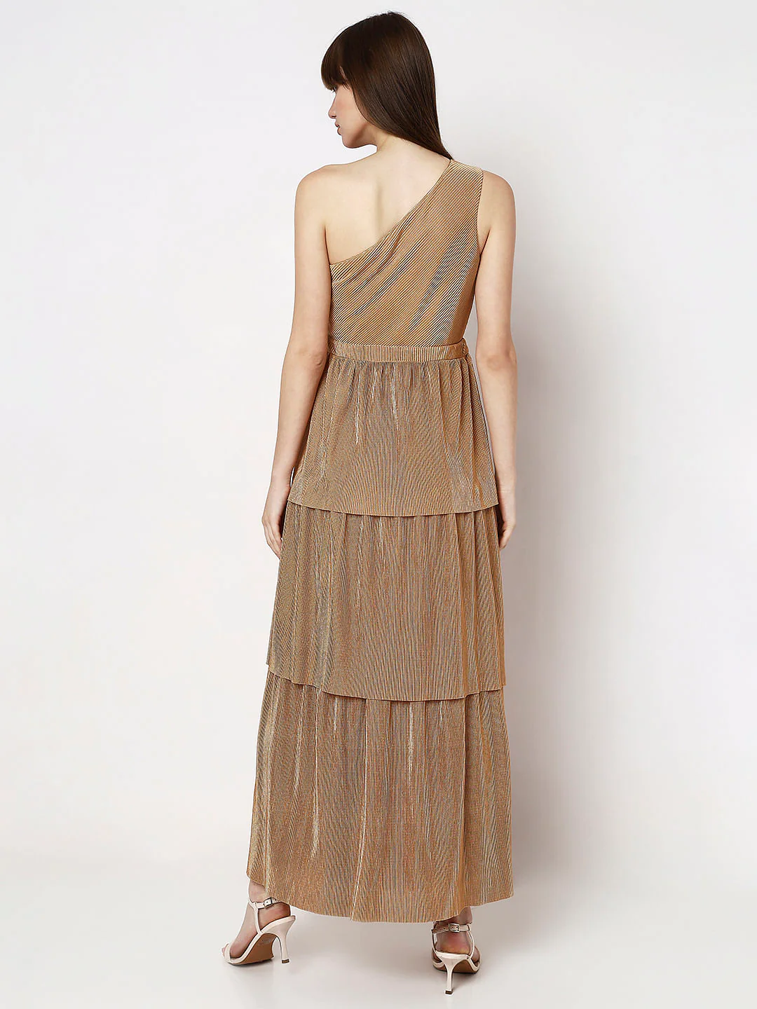 Brown One-Shoulder Maxi Dress - Image 4