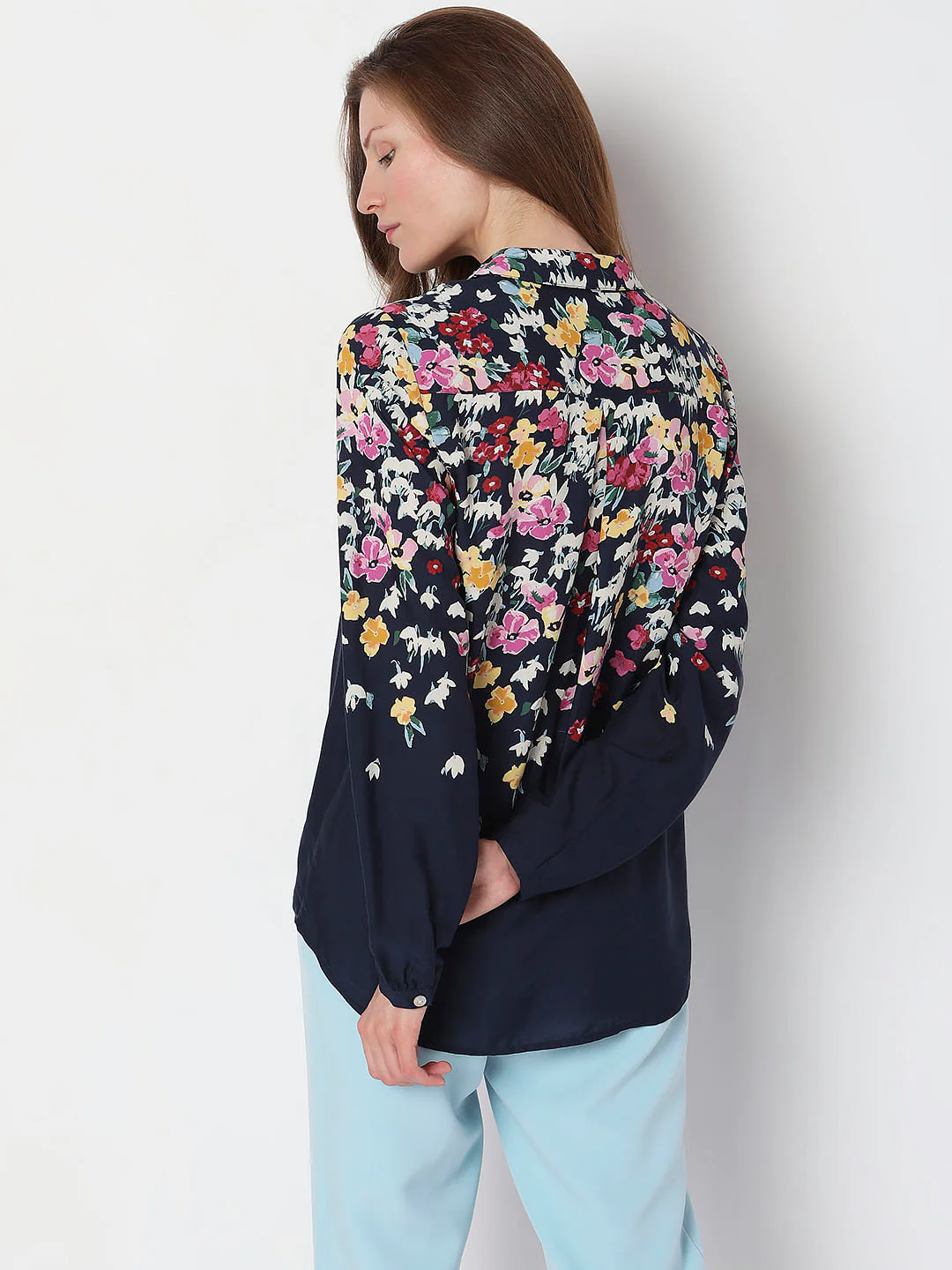 Blue Floral Full Sleeves Shirt - Image 4