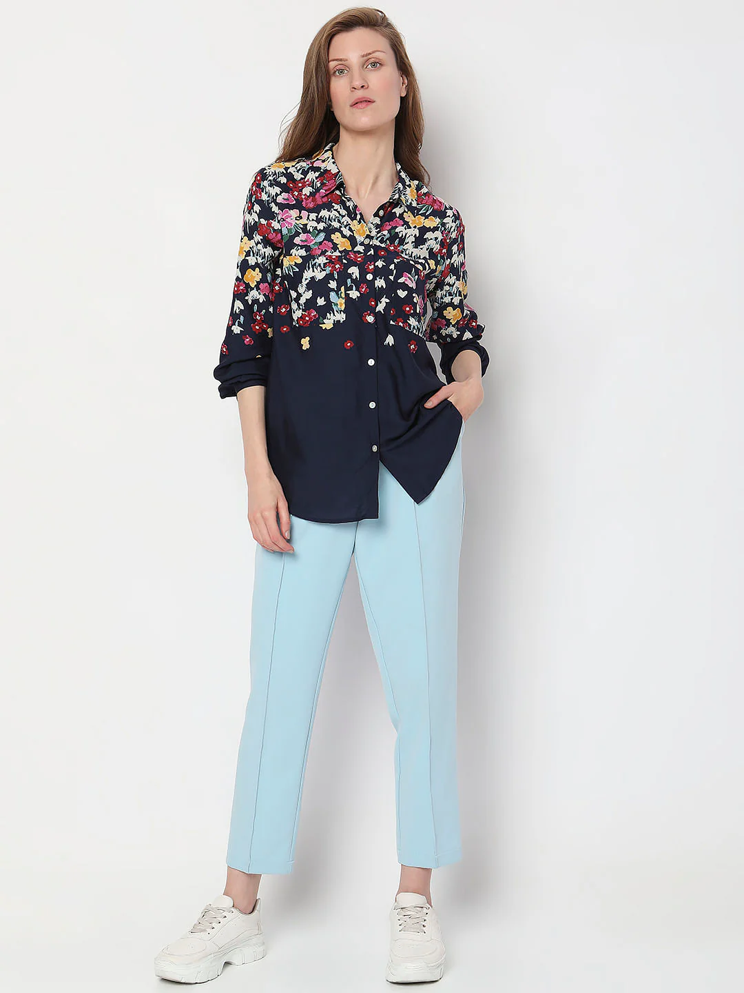 Blue Floral Full Sleeves Shirt - Image 5