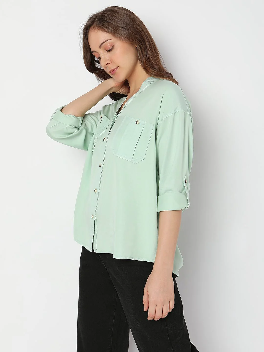 Green V-Neck Shirt - Image 3