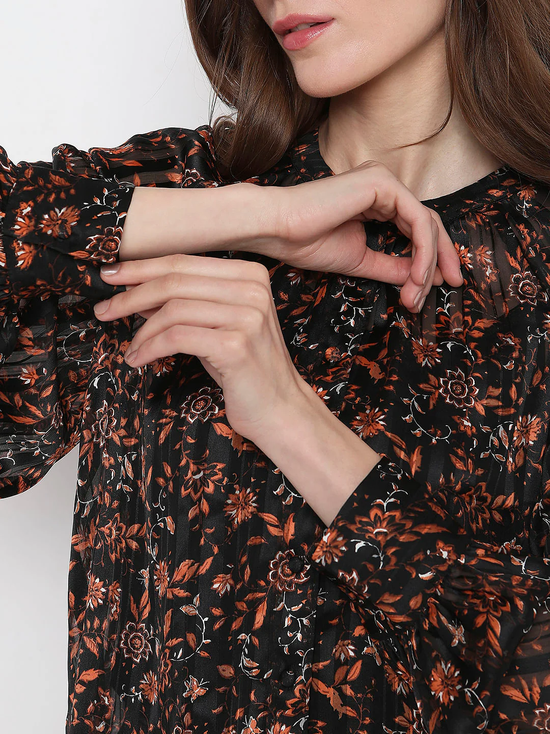 Black Satin Floral Top - Image 6