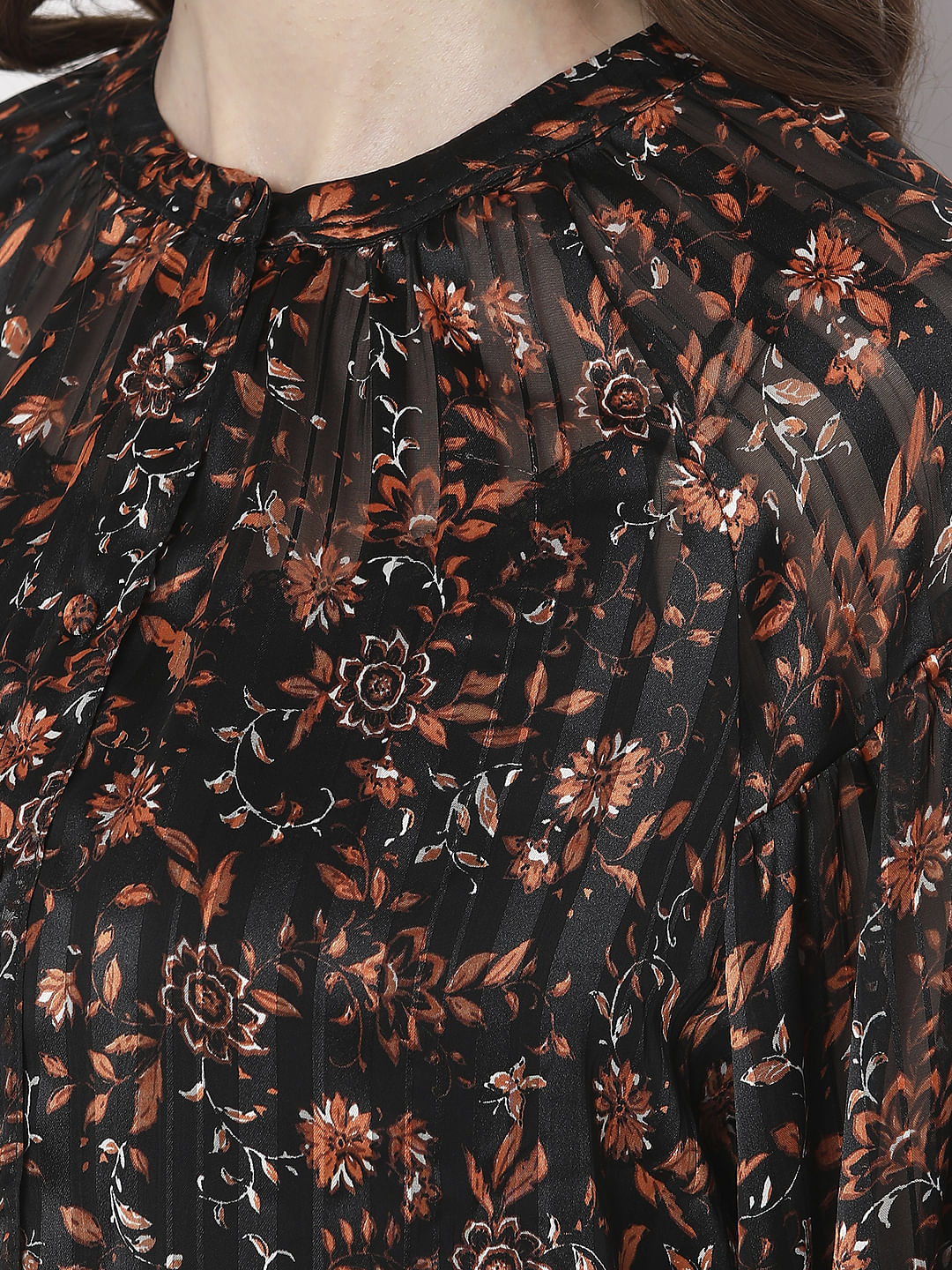 Black Satin Floral Top - Image 8