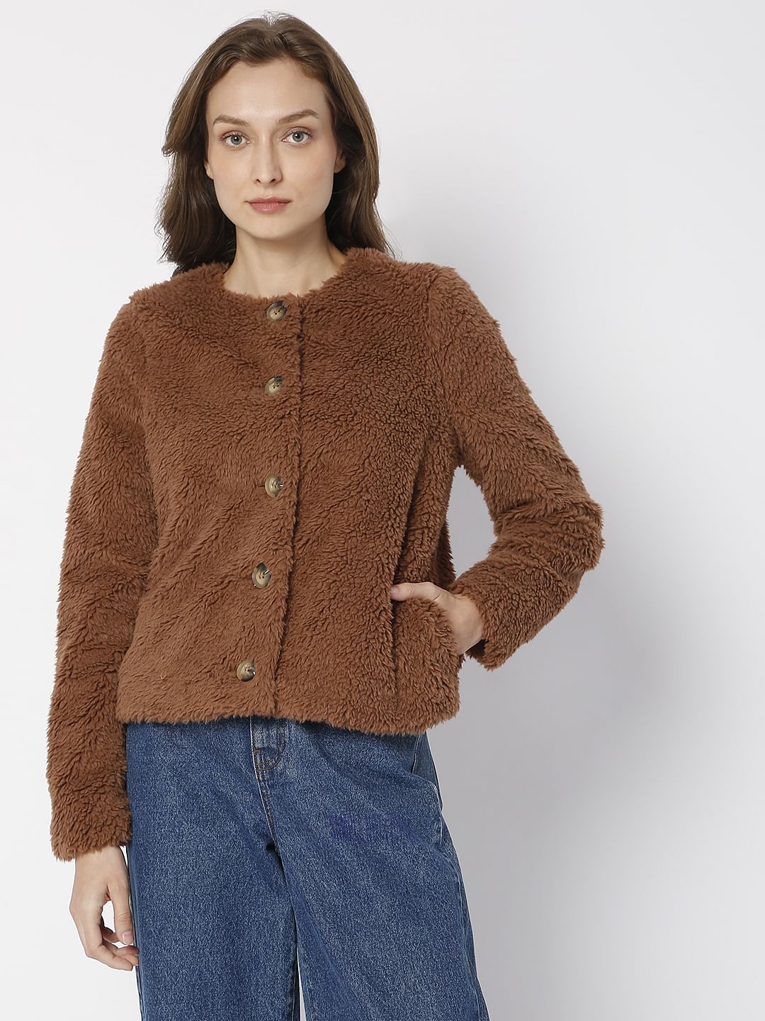 Brown Teddy Short Jacket - Image 2