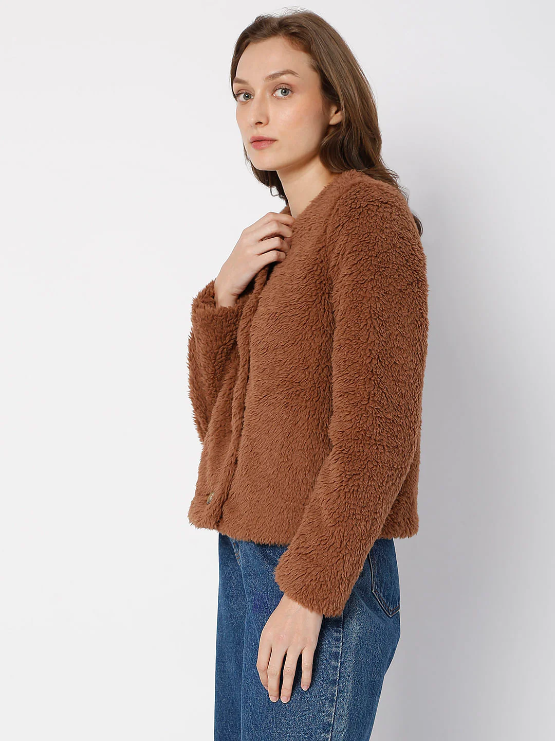 Brown Teddy Short Jacket - Image 3