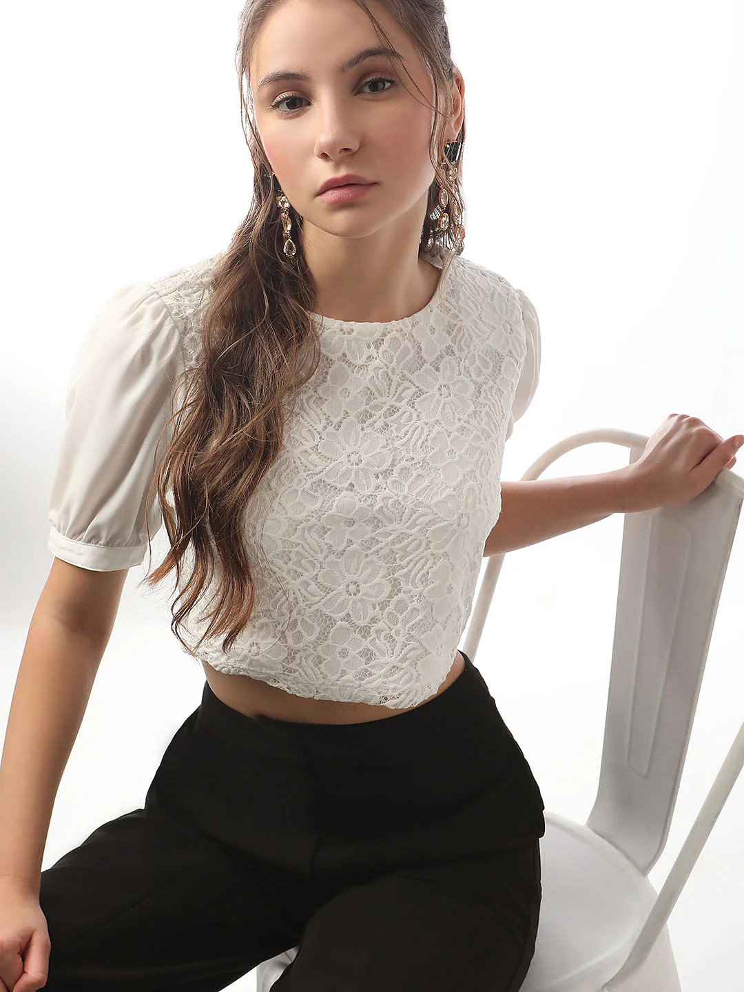 White Lace Crop Top