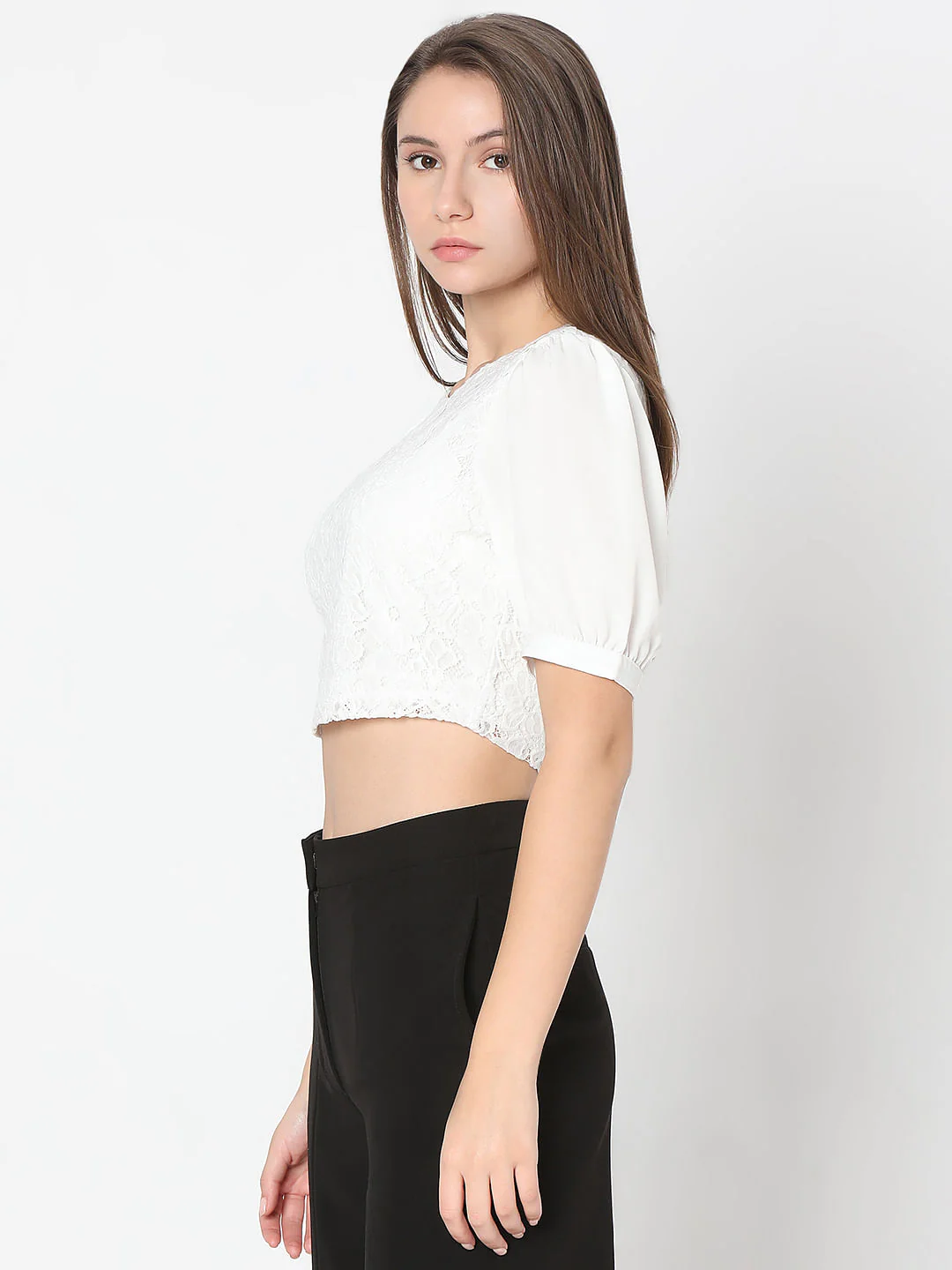 White Lace Crop Top - Image 3