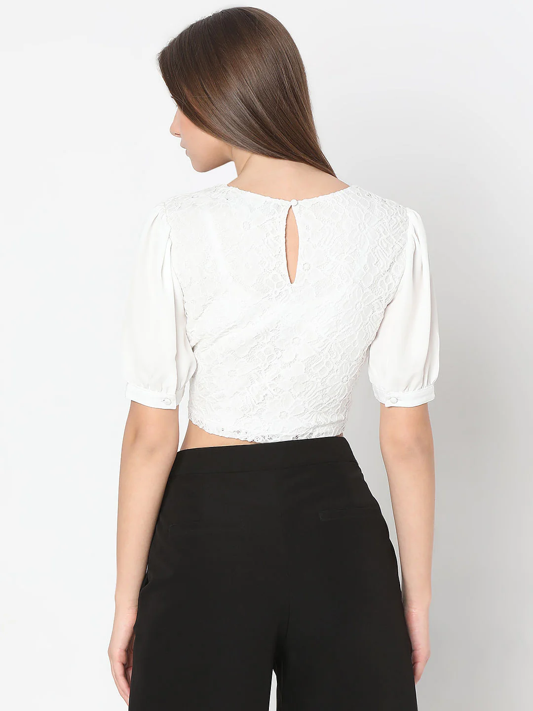White Lace Crop Top - Image 4
