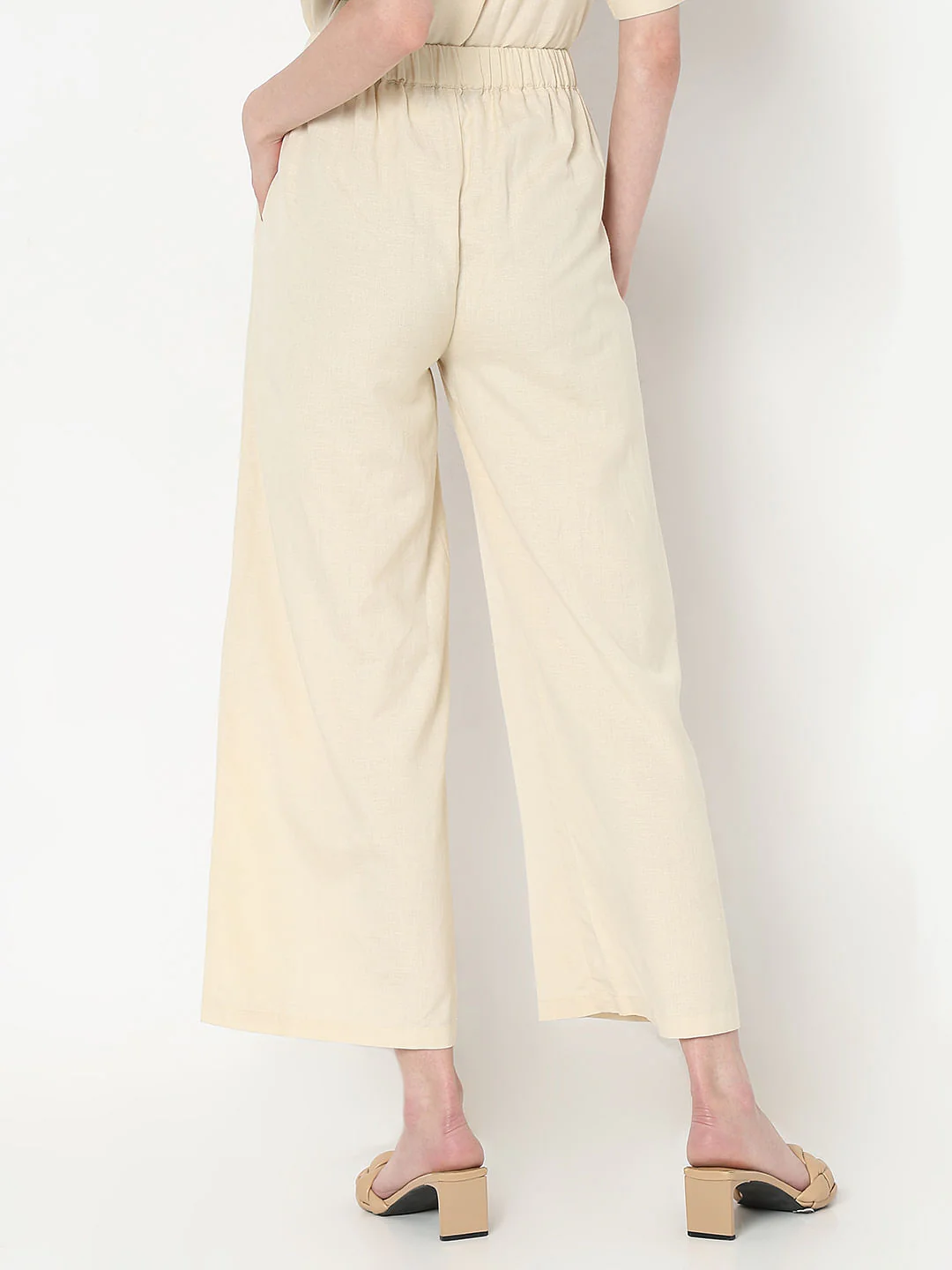 Beige Wide Leg Co-Ord Set Pants - Image 4