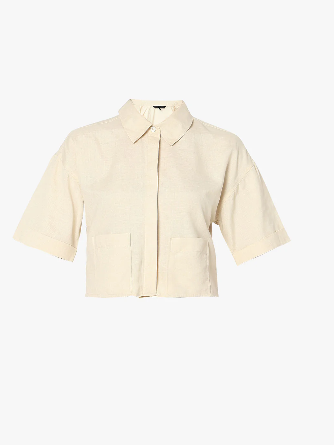 Beige Cropped Co-Ord Set Shirt - Image 7