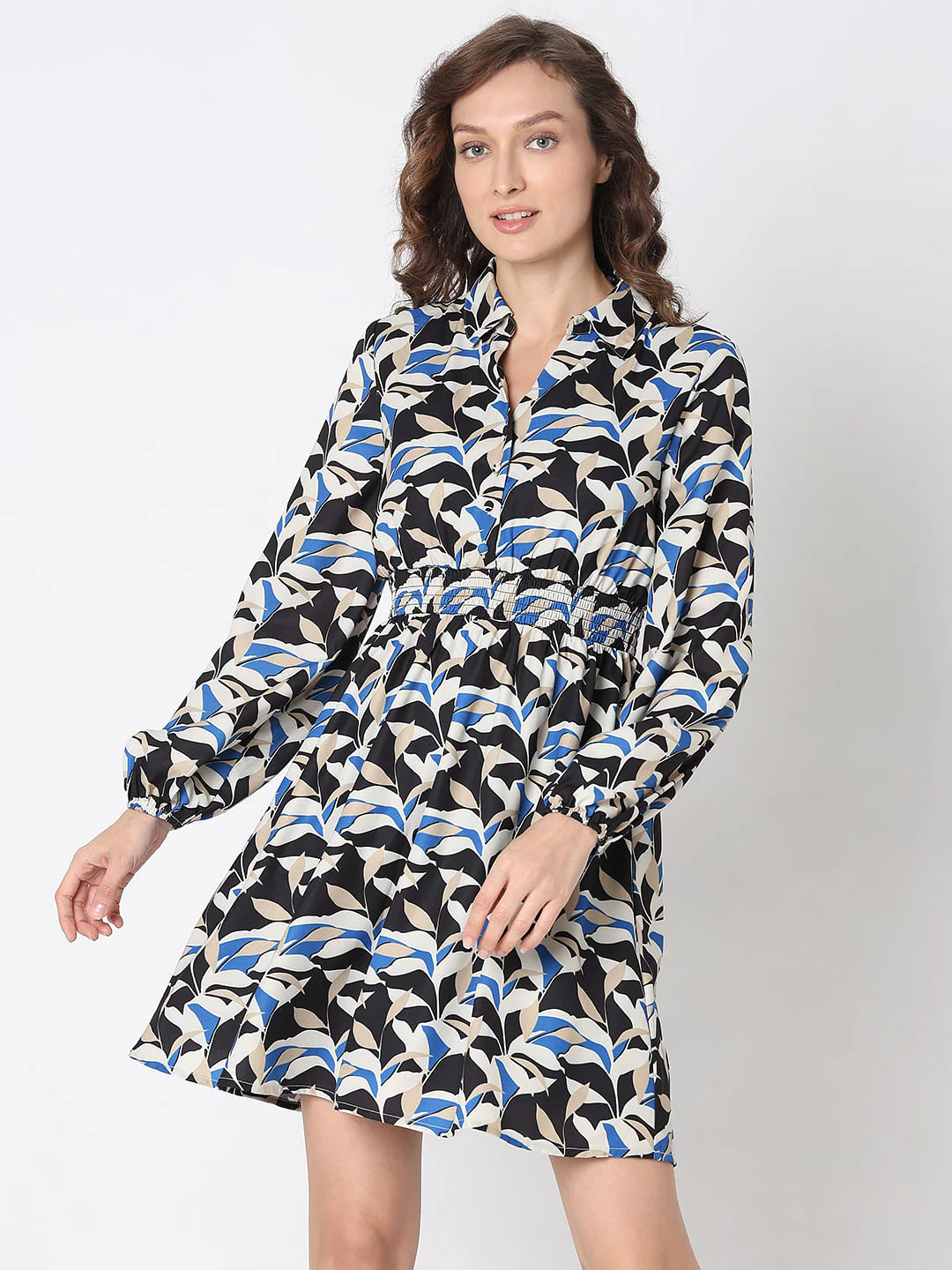 Black Printed Fit & Flare Dress - Image 2