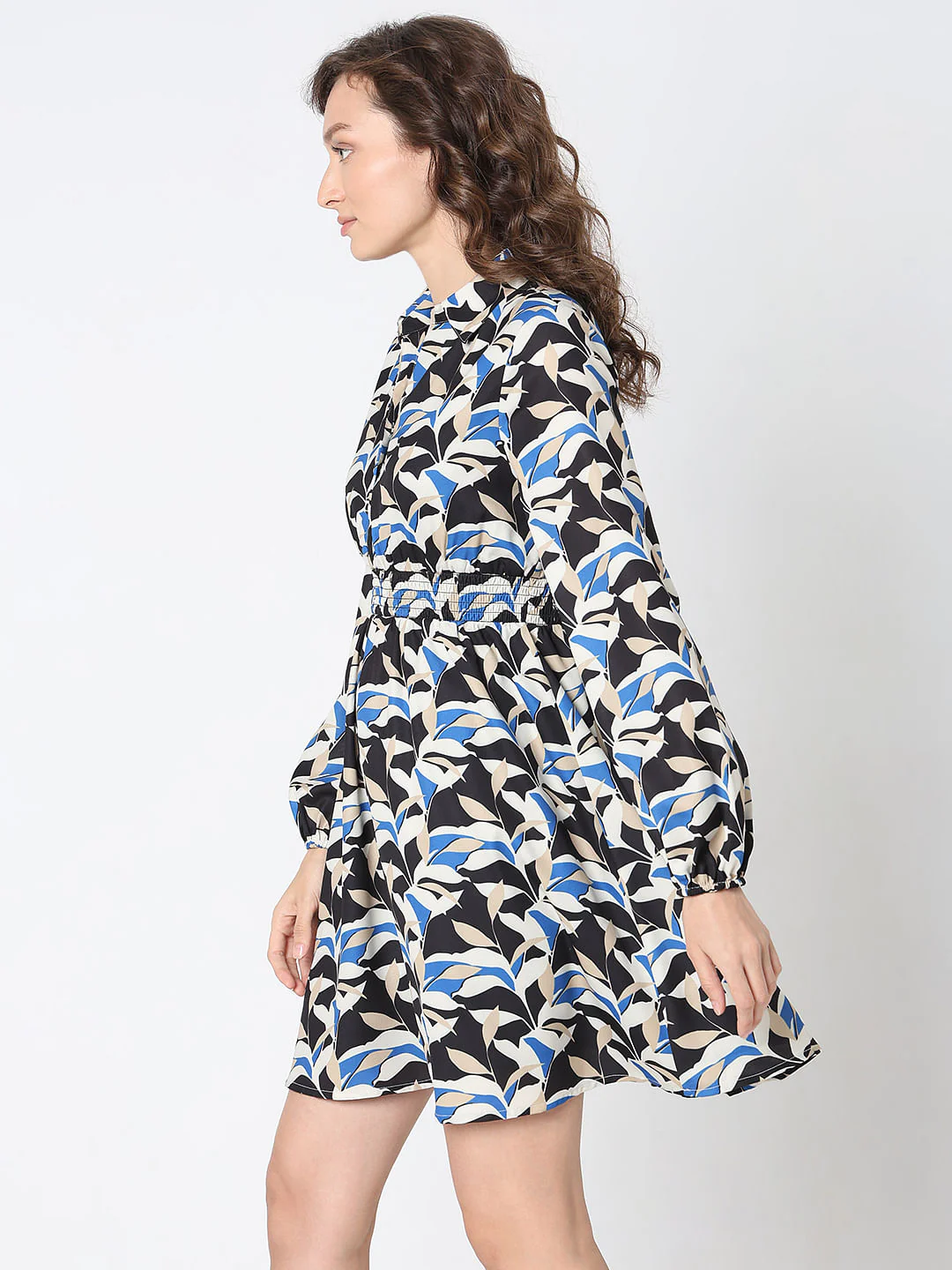 Black Printed Fit & Flare Dress - Image 3