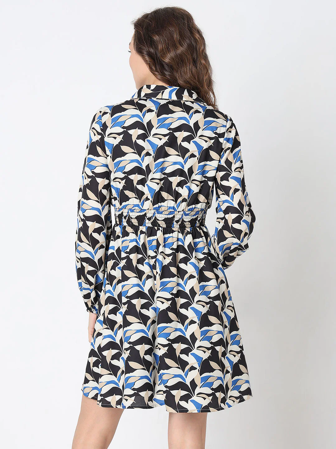 Black Printed Fit & Flare Dress - Image 4