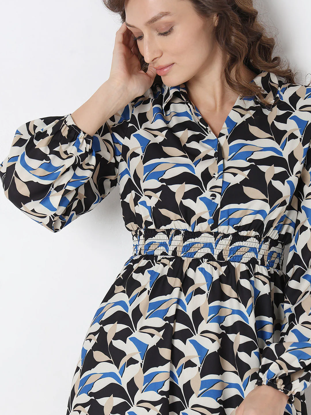 Black Printed Fit & Flare Dress - Image 6
