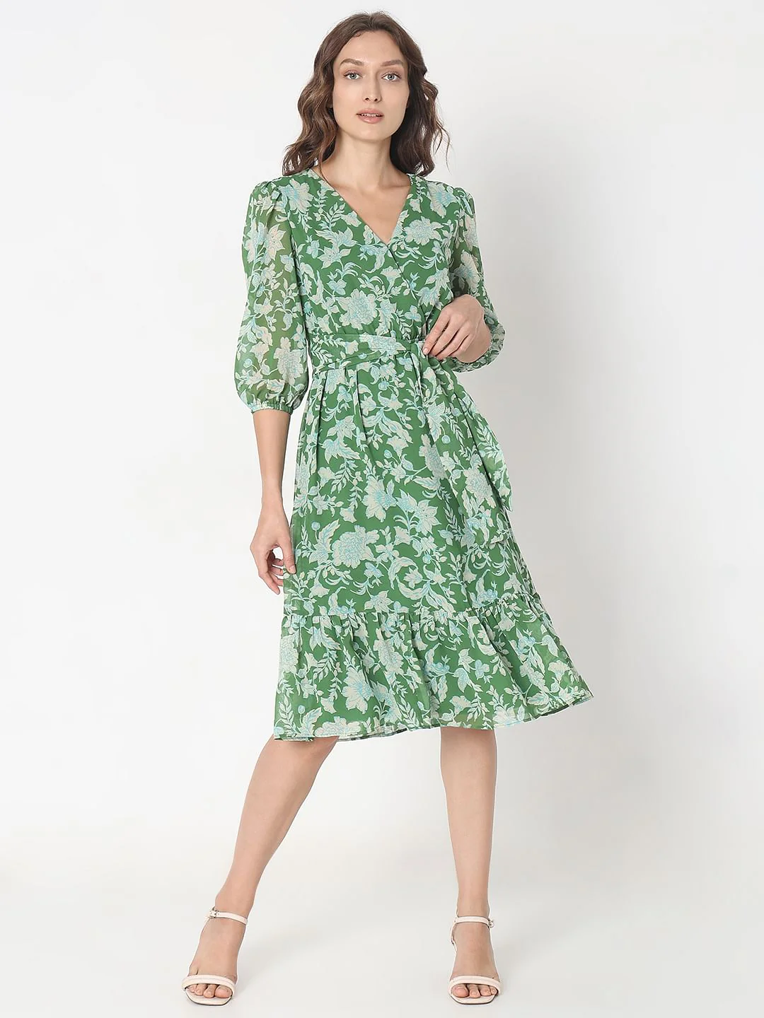 Green Floral Print Midi Dress - Image 2