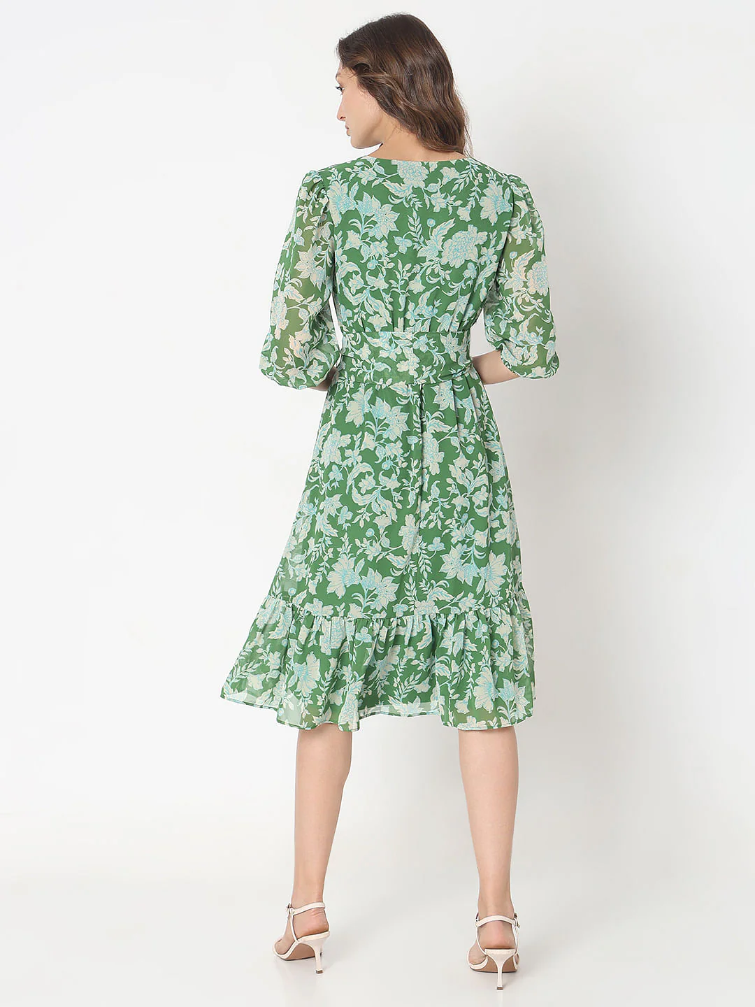 Green Floral Print Midi Dress - Image 4
