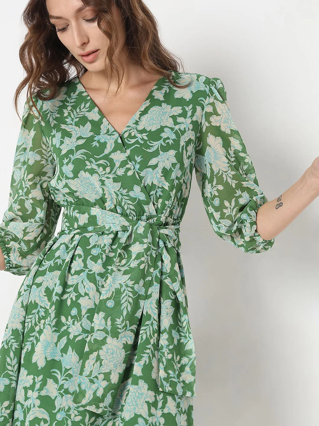 Green Floral Print Midi Dress - Image 5