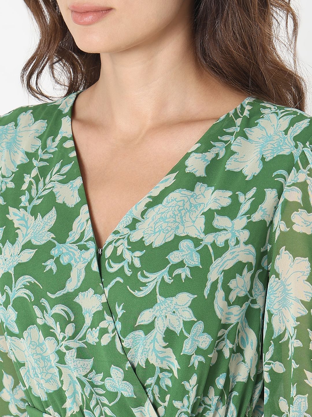Green Floral Print Midi Dress - Image 6