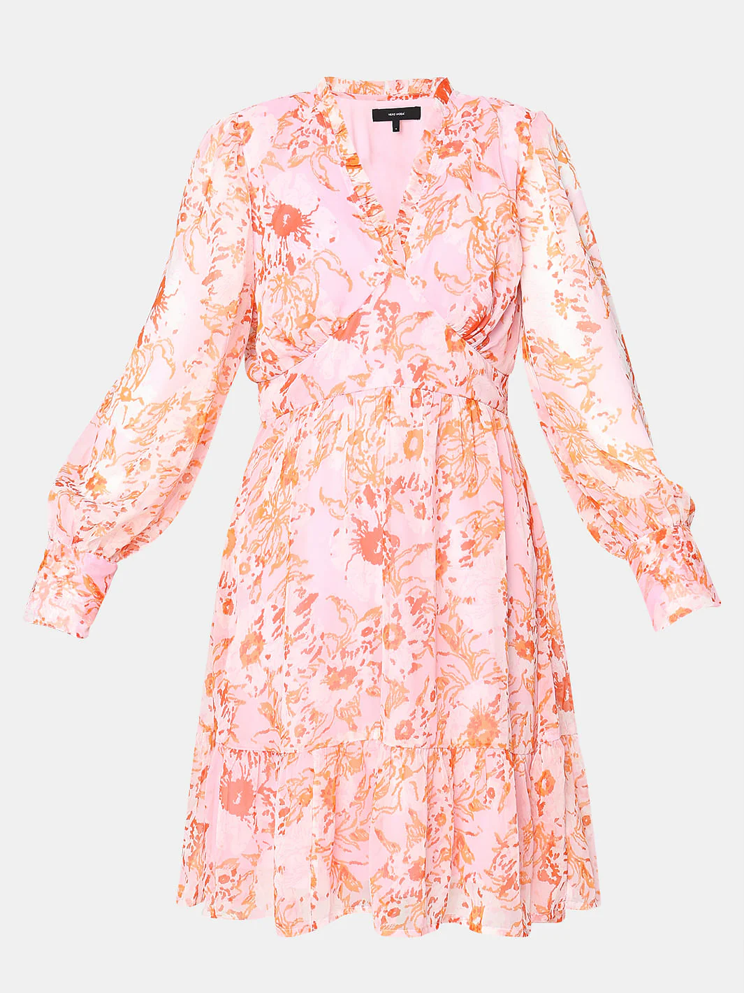 Orange Floral Fit & Flare Dress - Image 7