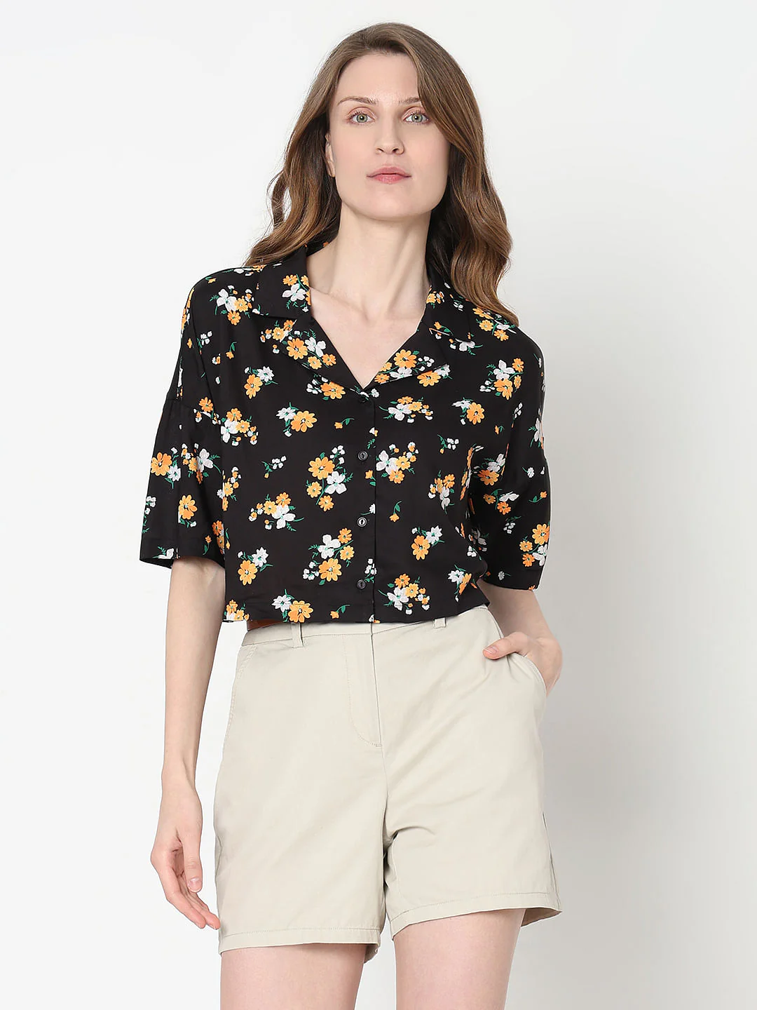 Black Floral Print Shirt - Image 2