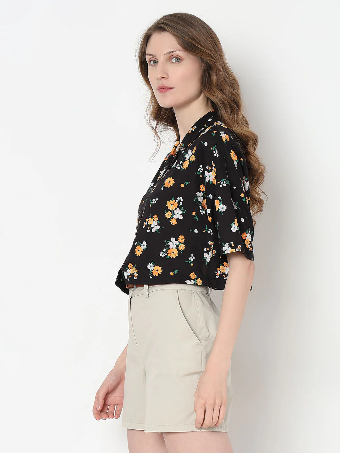 Black Floral Print Shirt - Image 3