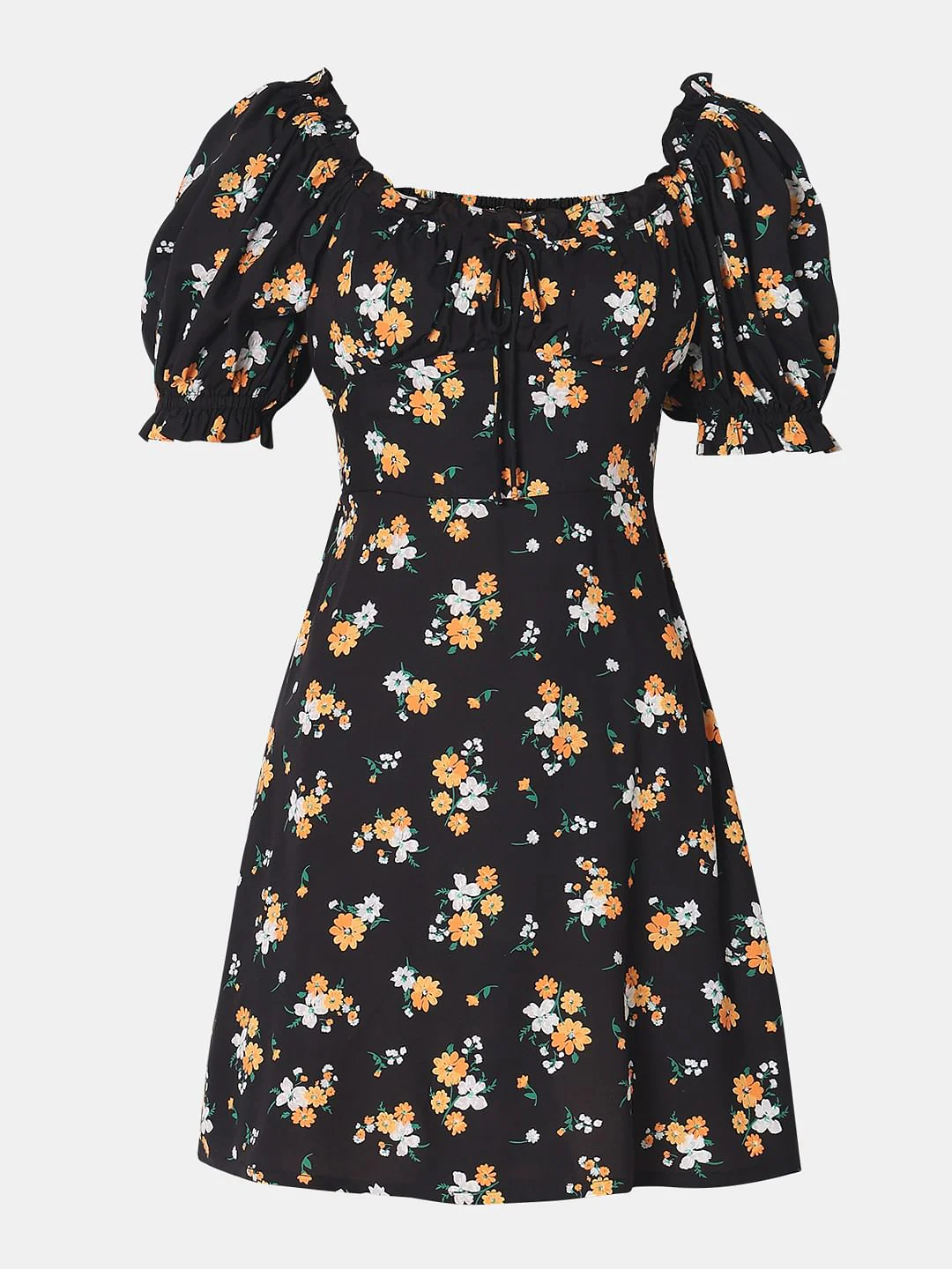 Black Floral Print Mini Dress - Image 7