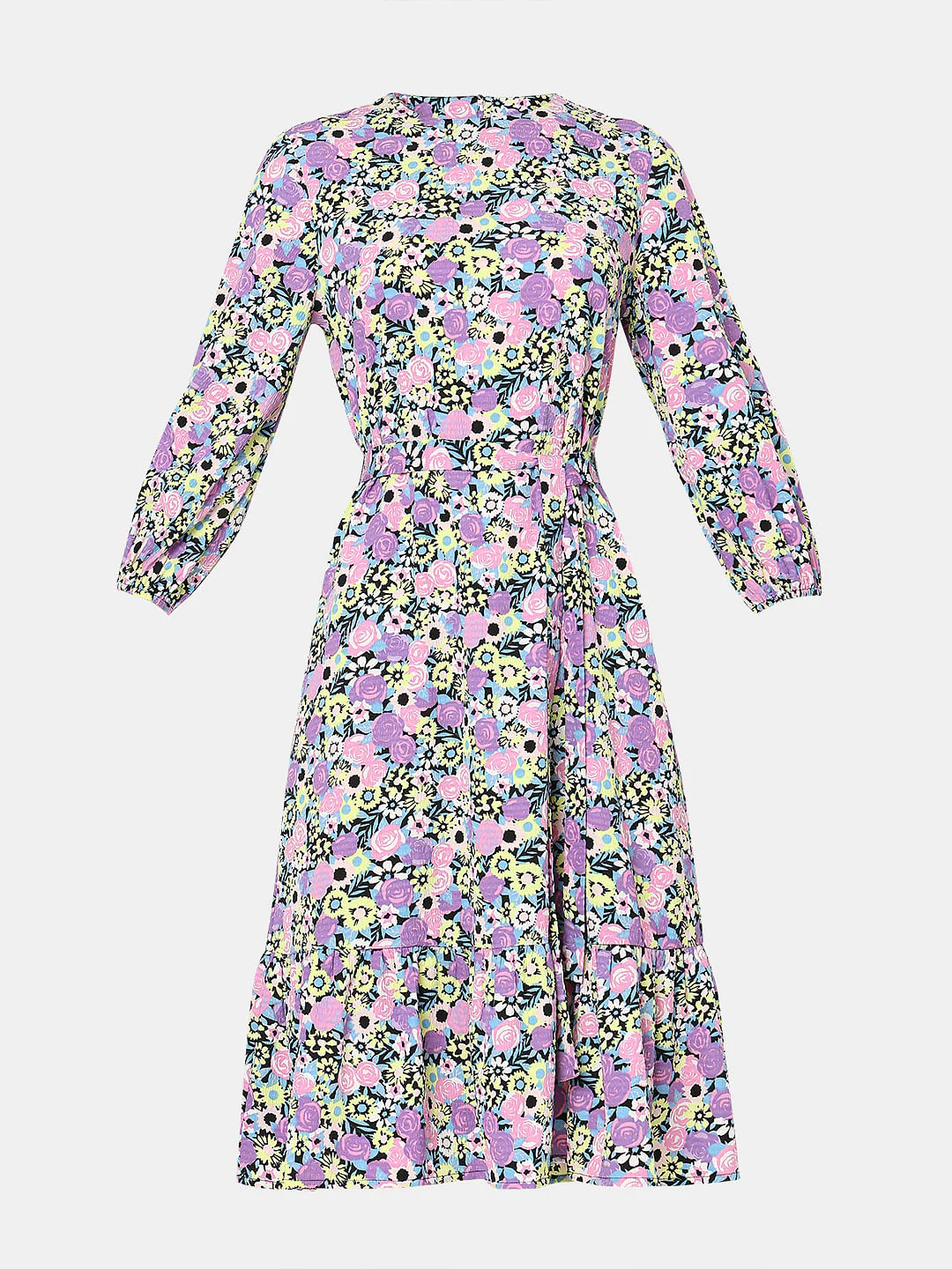Purple Floral Fit & Flare Dress - Image 6