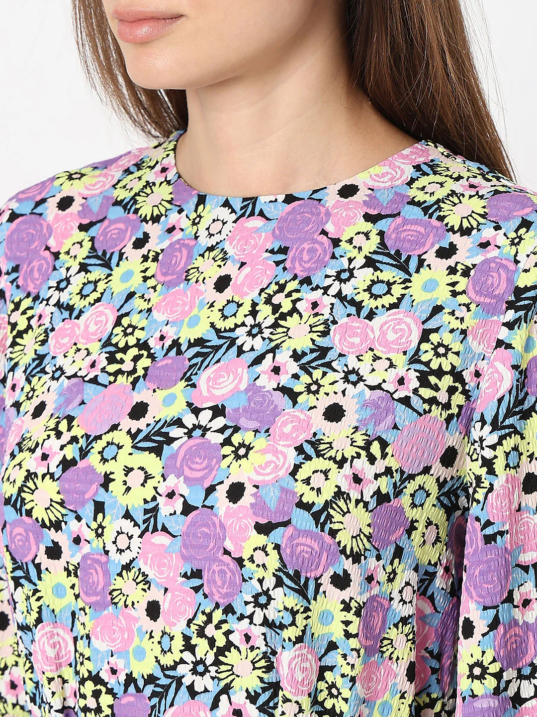 Purple Floral Fit & Flare Dress - Image 7