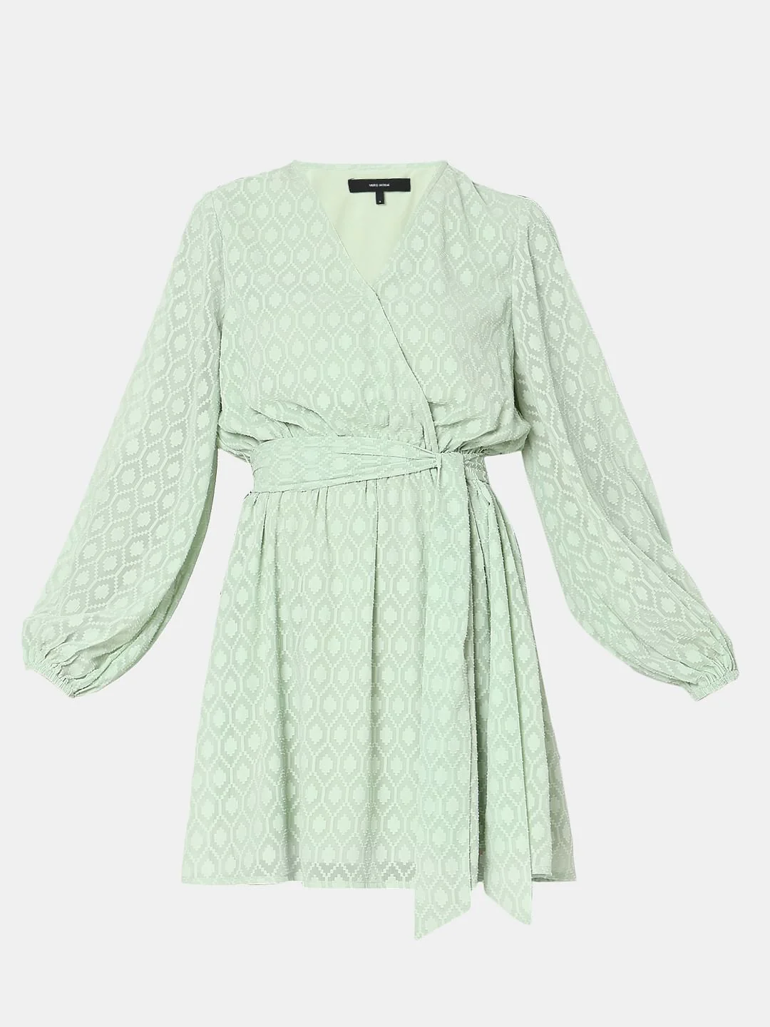 Green Textured Wrap Dress - Image 7
