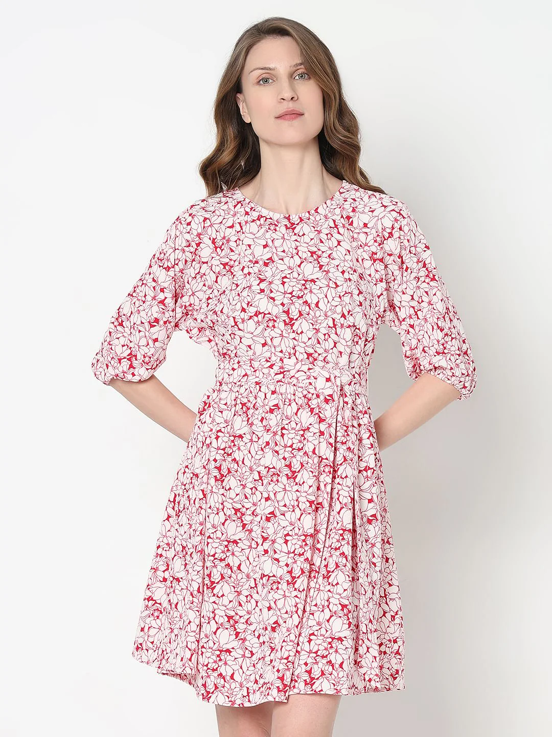 White & Red Floral Dress - Image 2