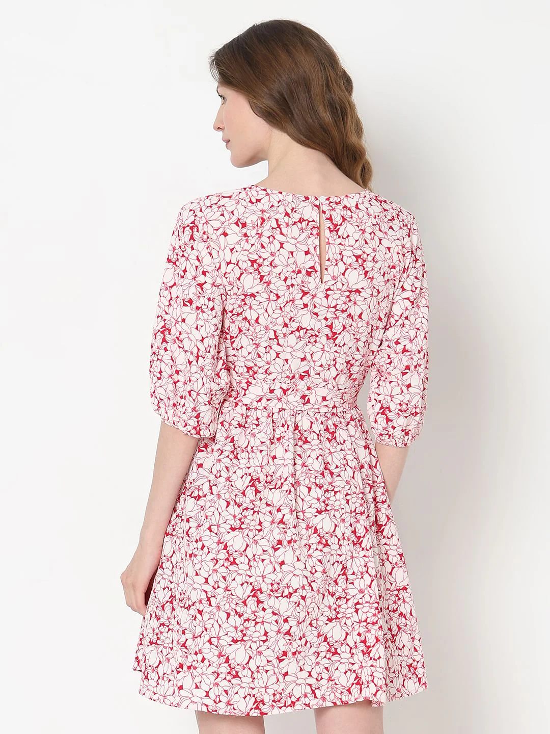 White & Red Floral Dress - Image 4
