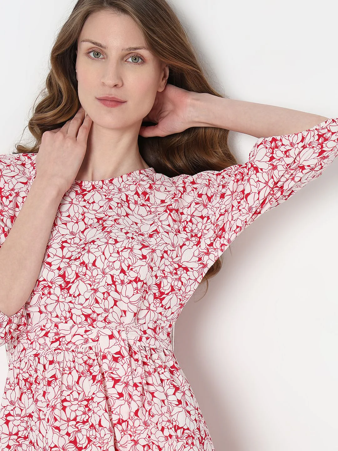 White & Red Floral Dress - Image 6