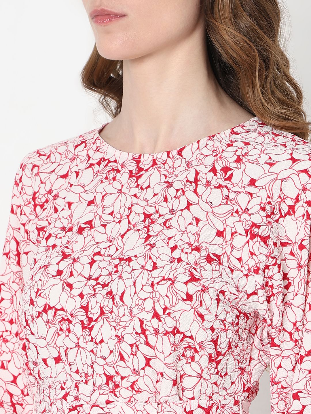 White & Red Floral Dress - Image 8
