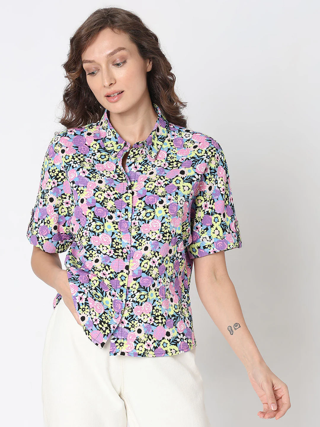 Purple Floral Print Shirt - Image 2