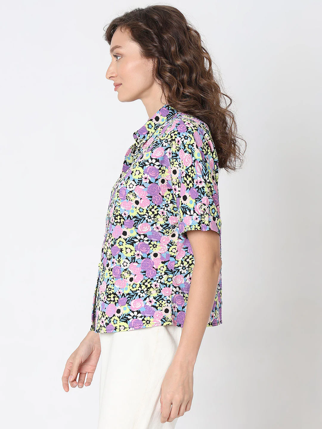 Purple Floral Print Shirt - Image 3