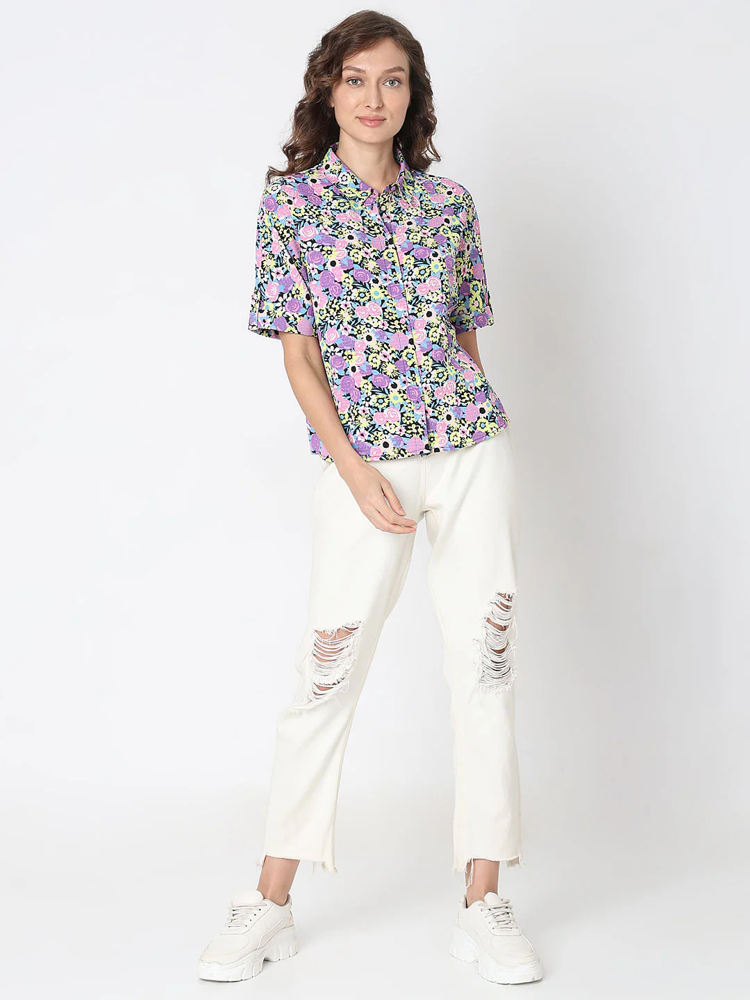 Purple Floral Print Shirt - Image 5