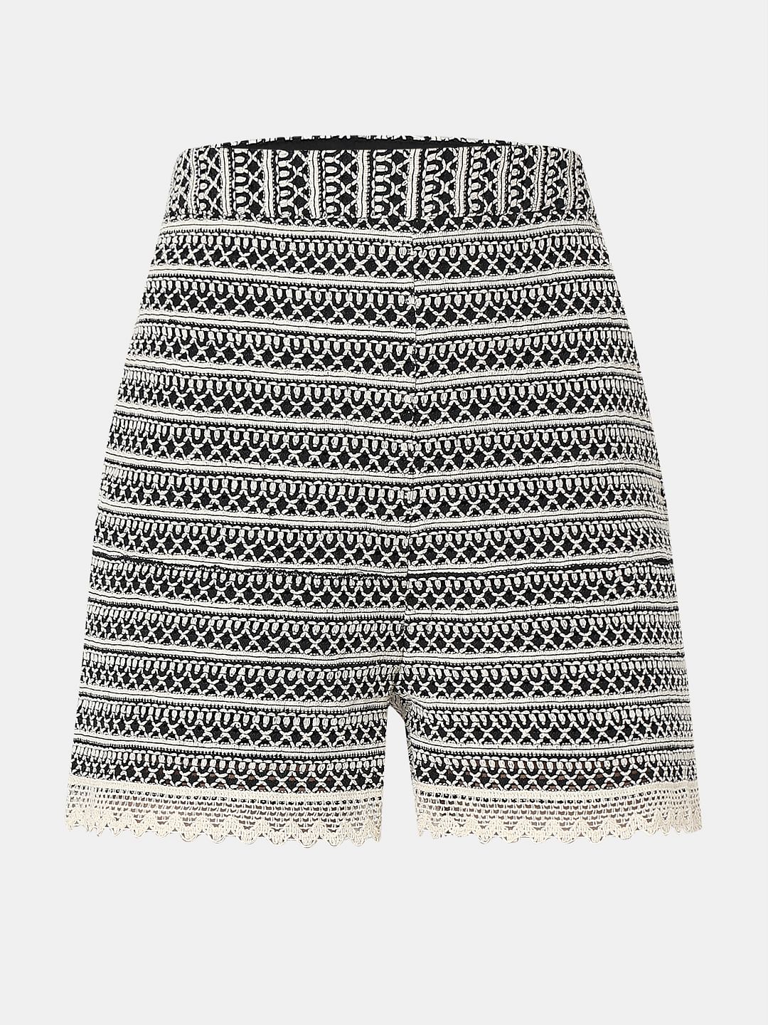 Black & White Textured Co-Ord Set Shorts - Image 7