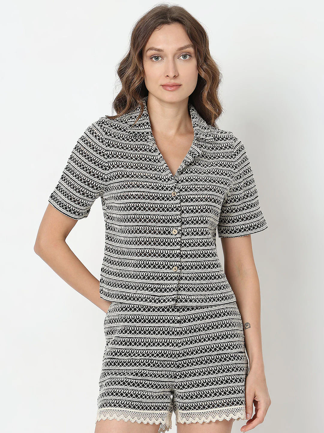 Black Textured Co-Ord Set Shirt - Image 2