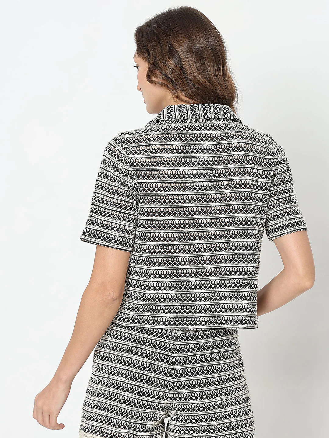 Black Textured Co-Ord Set Shirt - Image 4