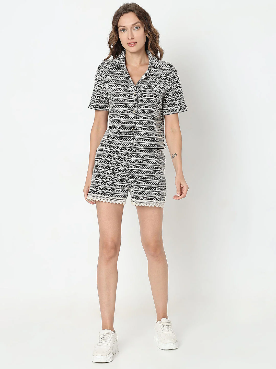 Black Textured Co-Ord Set Shirt - Image 5