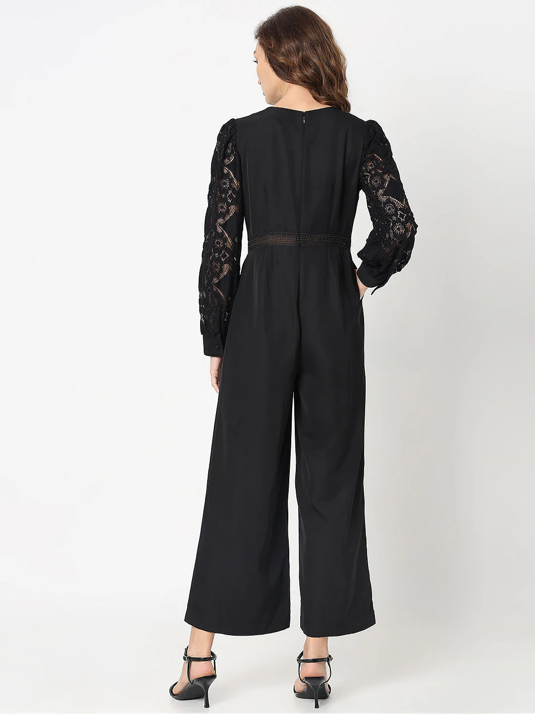 Black Lace Sleeves Jumpsuit - Image 4