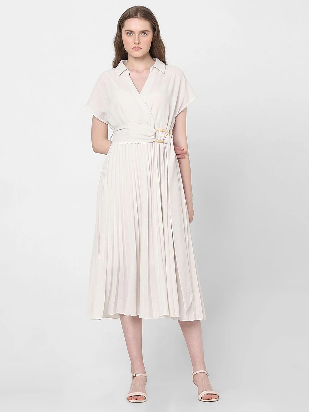 White Pleated Midi Dress - Image 2