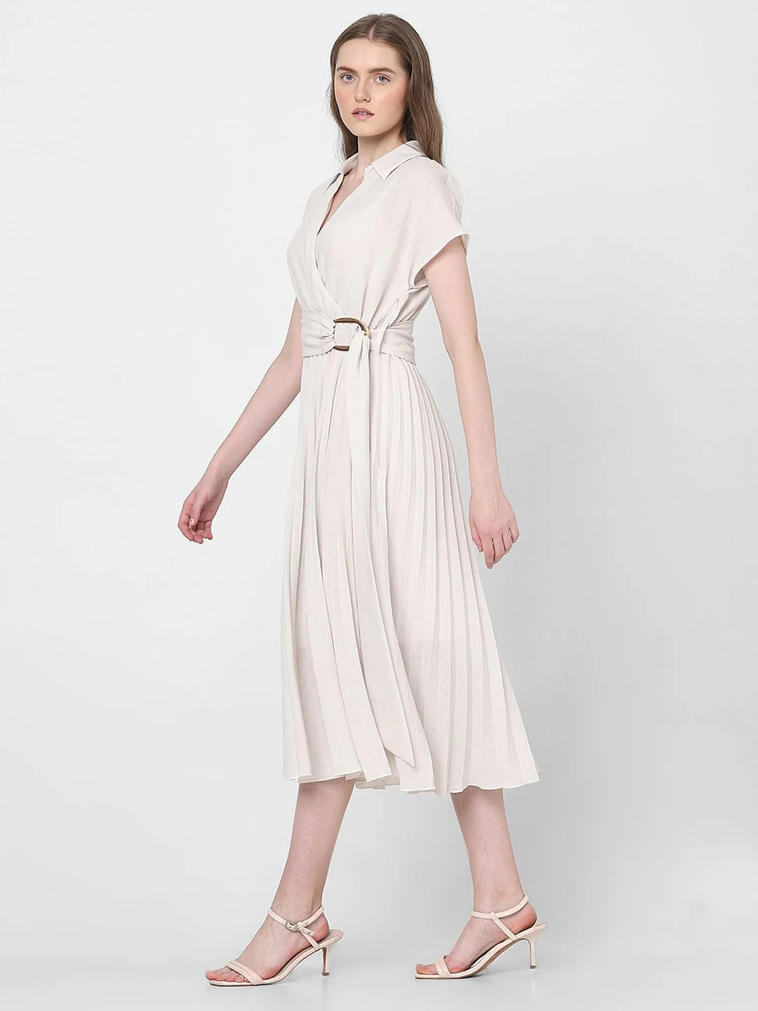 White Pleated Midi Dress - Image 3