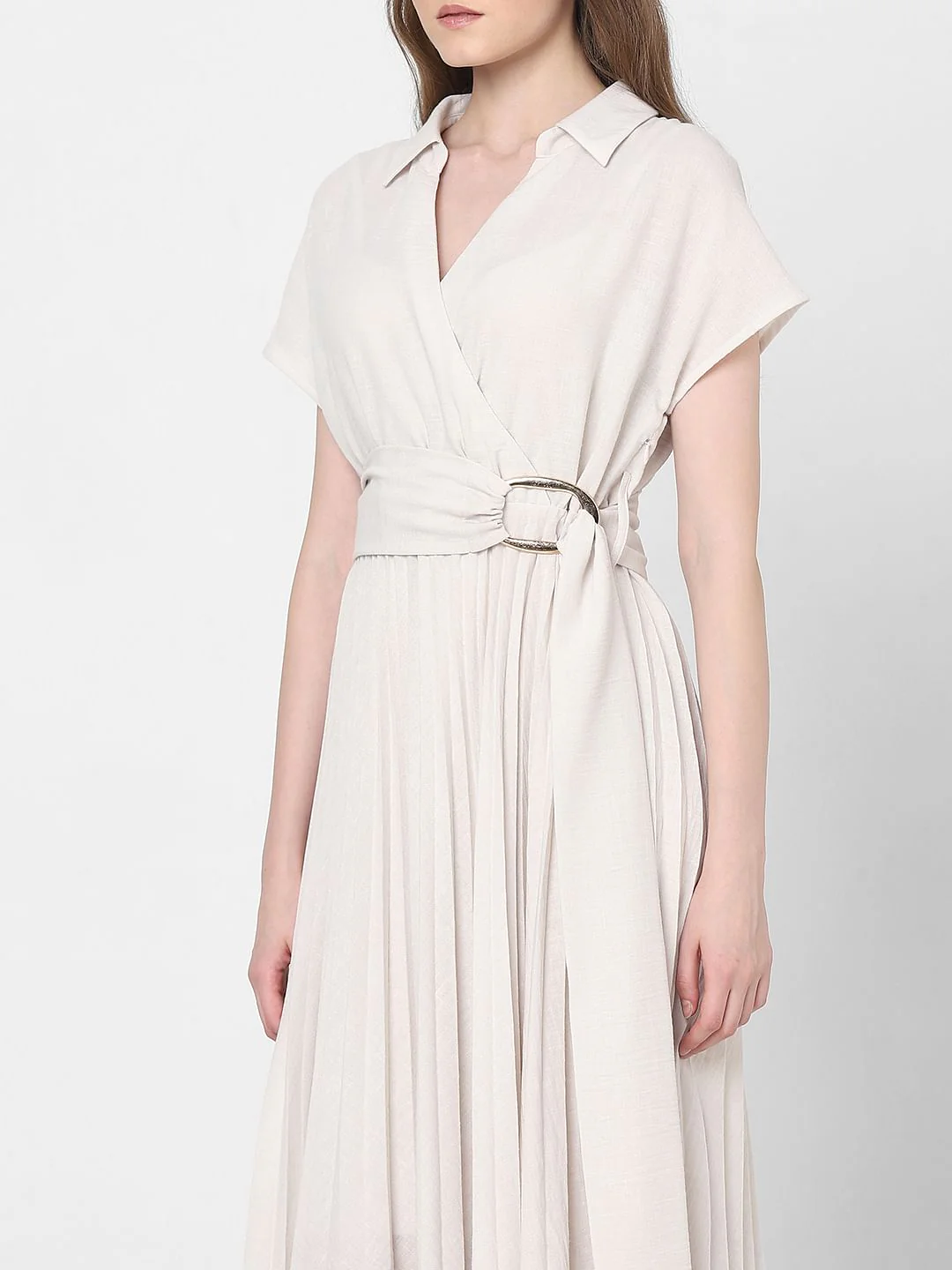 White Pleated Midi Dress - Image 5