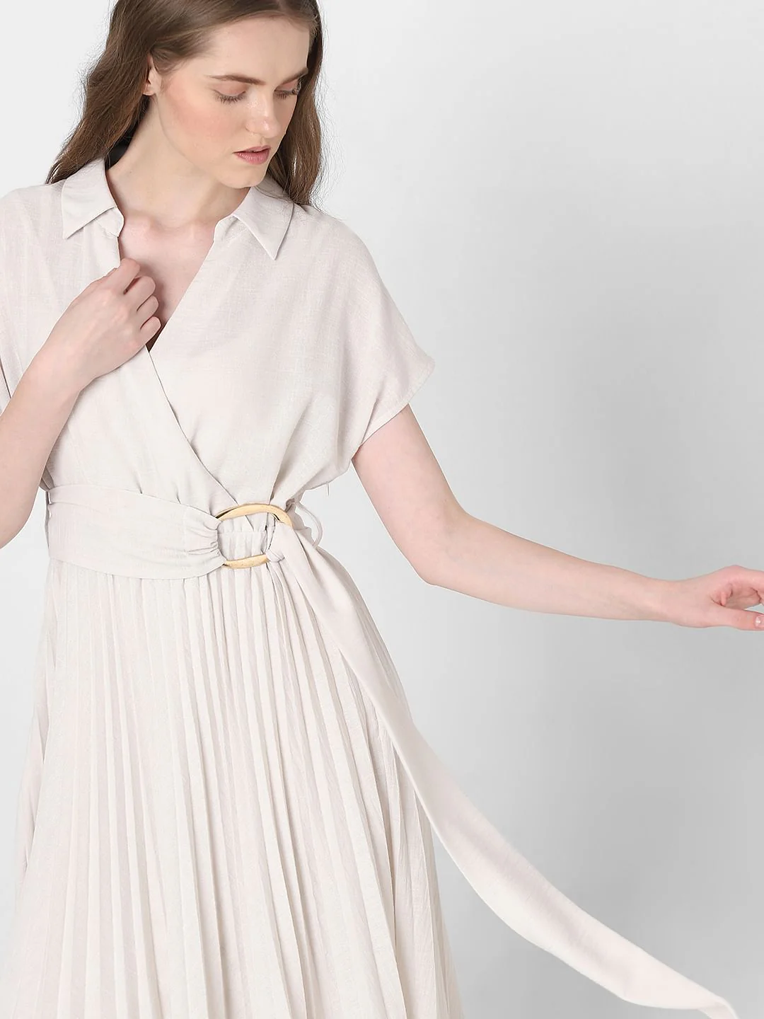 White Pleated Midi Dress - Image 7