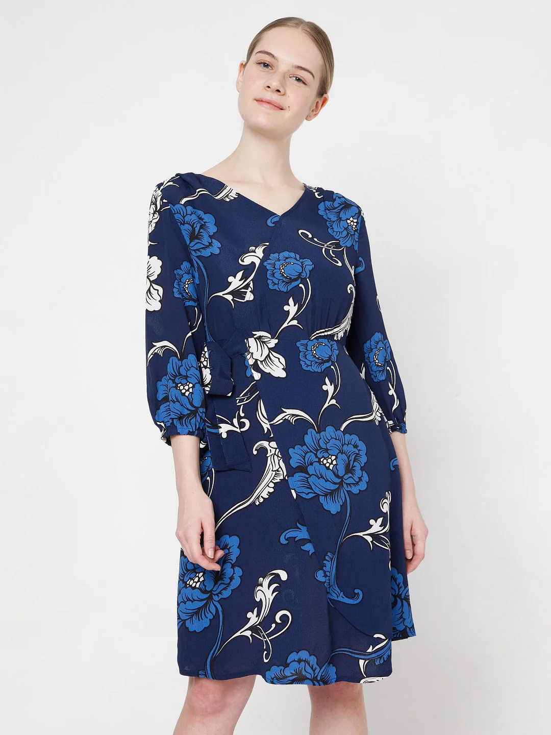 Blue Floral Flit & Flare Dress - Image 2